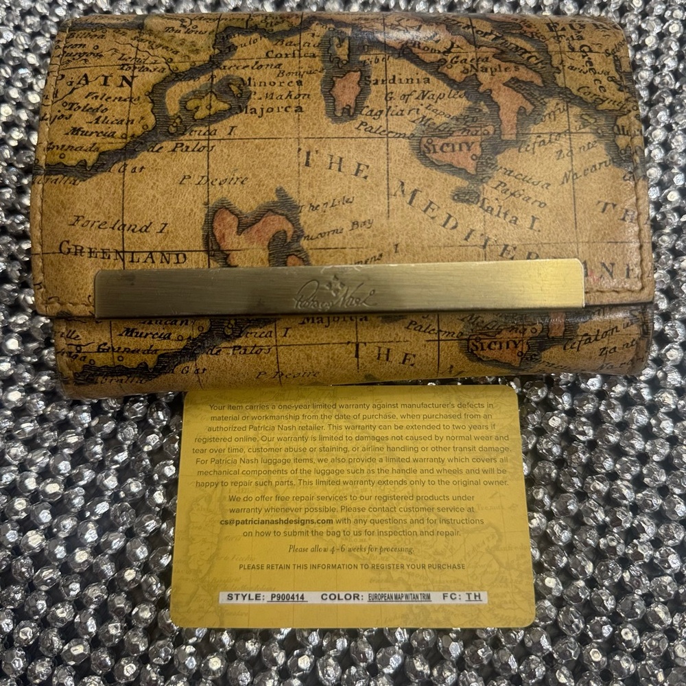 Patricia Nash, leather Cametti trifold, wallet, World Map
